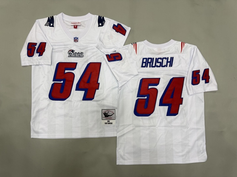 Men 2025 New England Patriots #54 Bruschi white Throwback Limited NFL Jersey style 002->new england patriots->NFL Jersey
